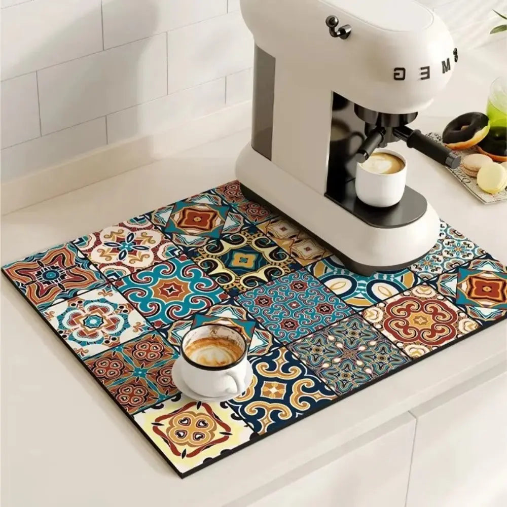 Tile Coffee Mat | Absorbent Countertop – Non-Slip Base TARHUS Coffee & Tea