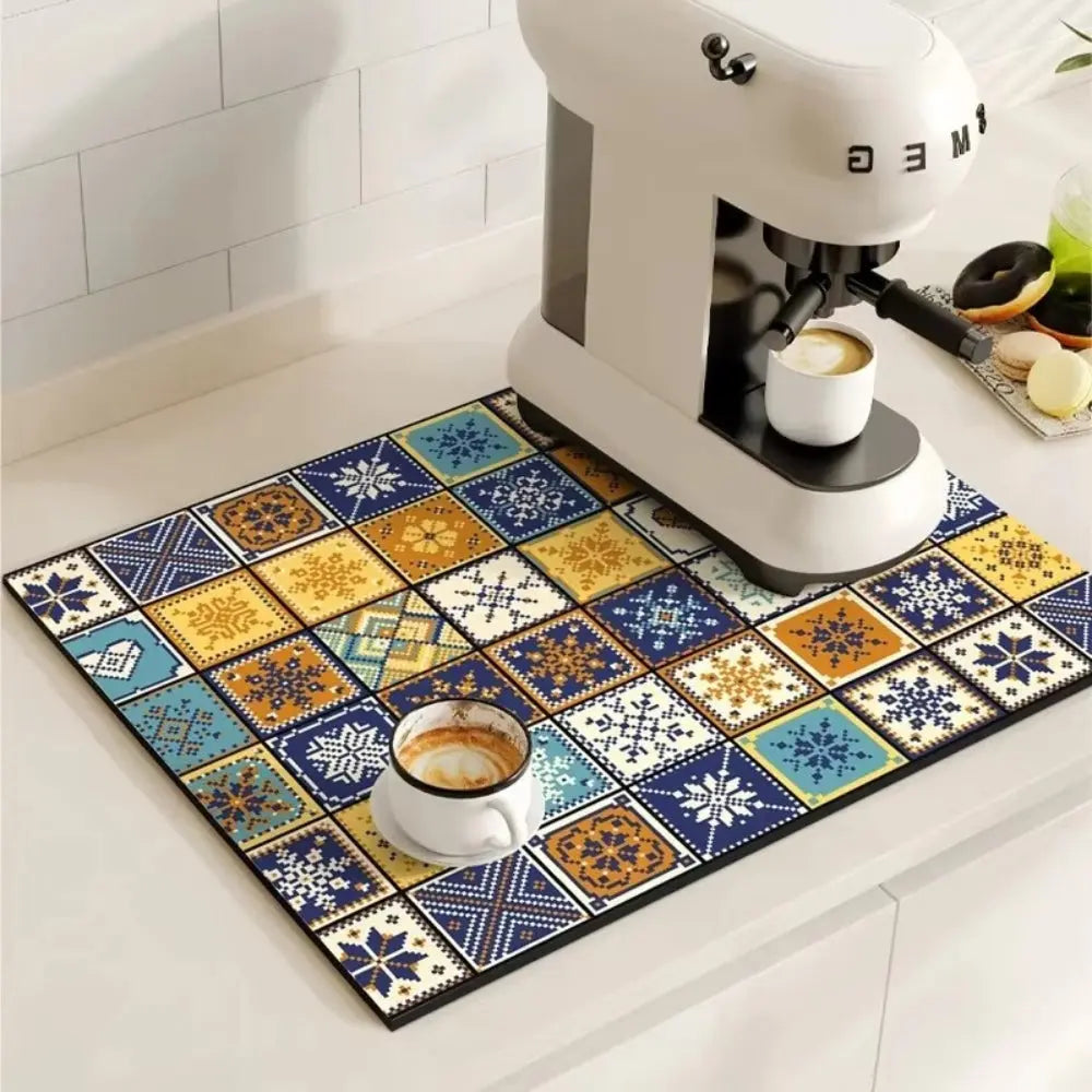 Tile Coffee Mat | Absorbent Countertop – Non-Slip Base TARHUS Coffee & Tea