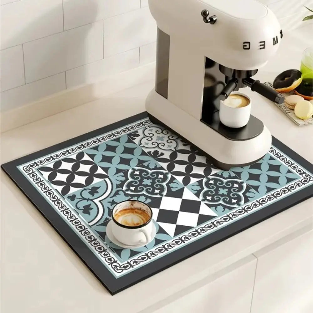 Tile Coffee Mat | Absorbent Countertop – Non-Slip Base TARHUS Coffee & Tea