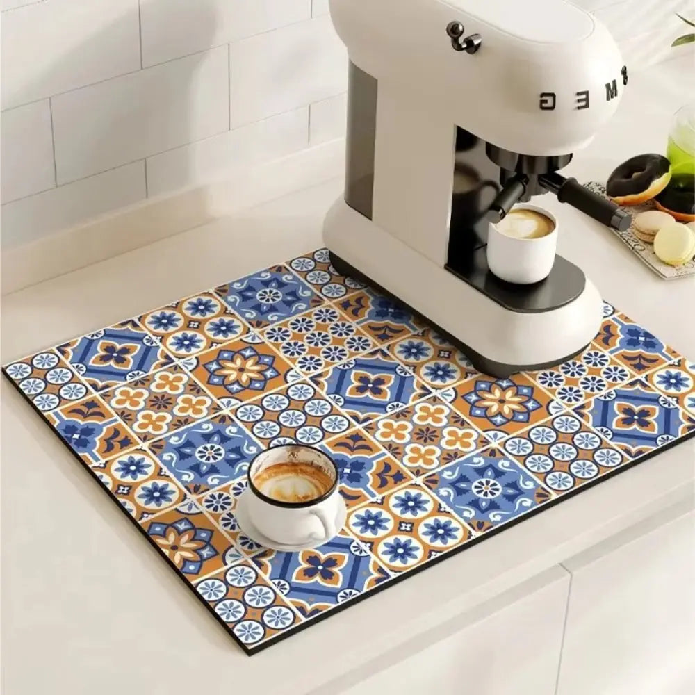 Tile Coffee Mat | Absorbent Countertop – Non-Slip Base TARHUS Coffee & Tea