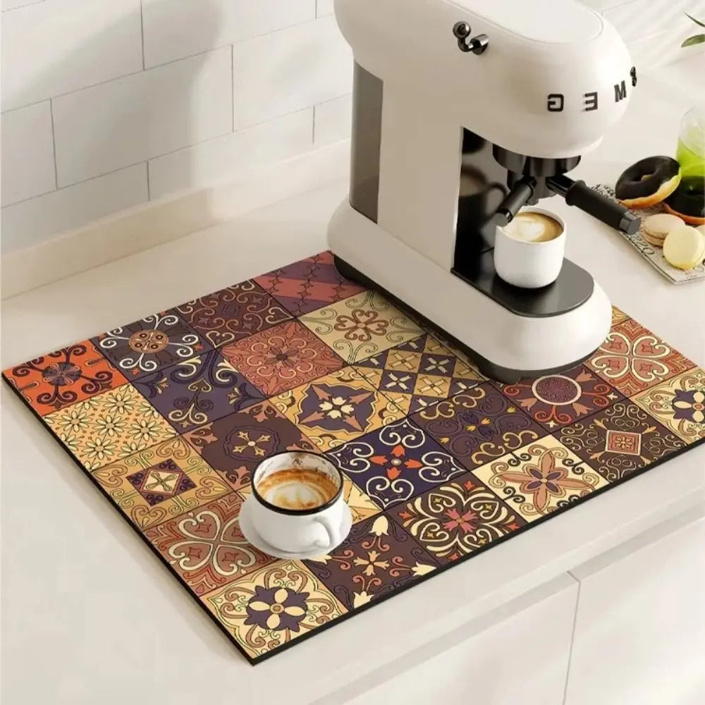 Tile Coffee Mat | Absorbent Countertop – Non-Slip Base TARHUS Coffee & Tea