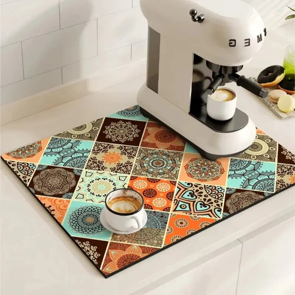 Tile Coffee Mat | Absorbent Countertop – Non-Slip Base TARHUS Coffee & Tea