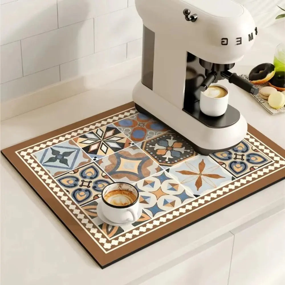 Tile Coffee Mat | Absorbent Countertop – Non-Slip Base TARHUS Coffee & Tea