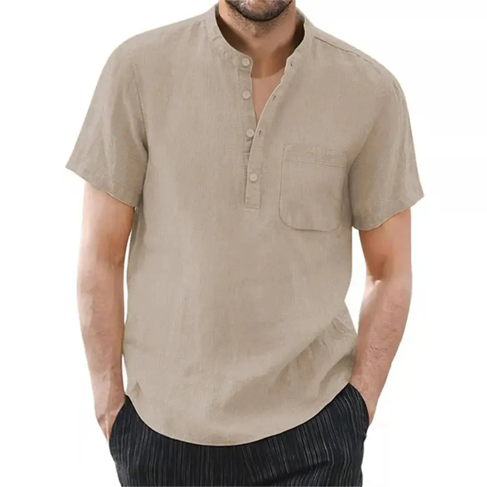 Archer | Men Linen Collar Short Sleeve Summer Shirt TARHUS Men Shirts