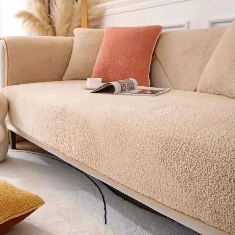 Plush Winter Sofa Cushion Cover – Thick Non-Slip Flannel Couch Protector - TARHUS