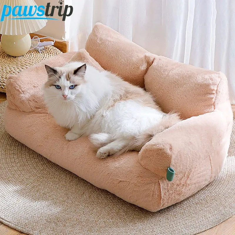 Luxury Cat Bed Sofa – Winter Warm Plush Pet Nest for Cats & Small Dogs - TARHUS