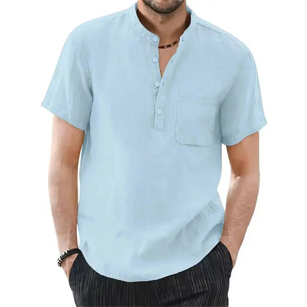 Archer | Men Linen Collar Short Sleeve Summer Shirt TARHUS Men Shirts