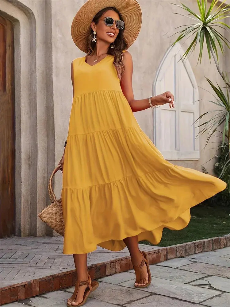 Florence | Women’s Sleeveless Tiered Maxi Summer Dress TARHUS