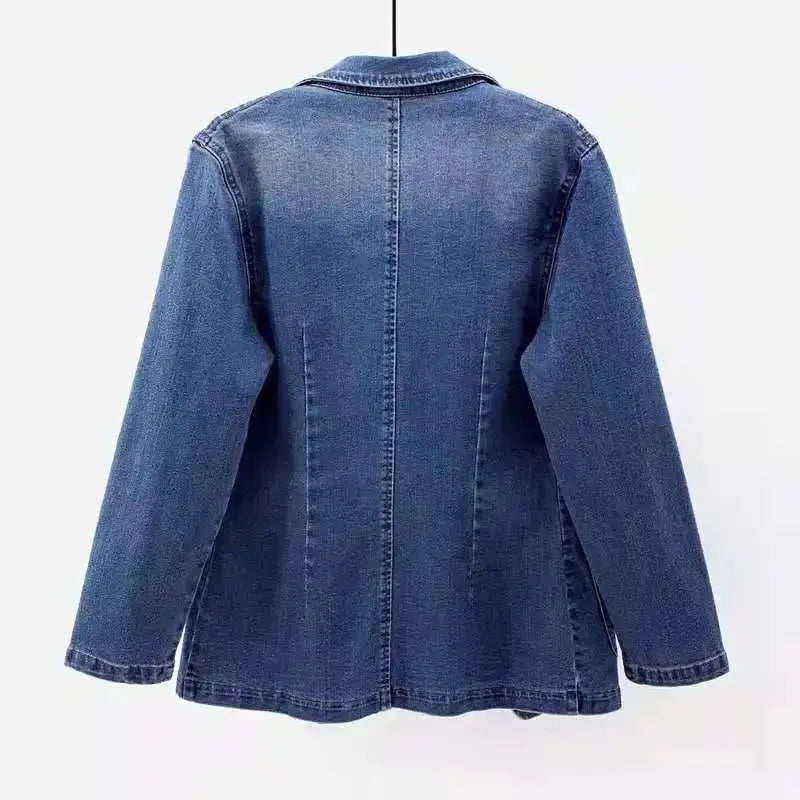 Alessia - Classic Waisted Denim Blazer nubuso New Arrivals