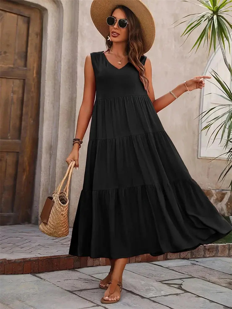 Florence | Women’s Sleeveless Tiered Maxi Summer Dress TARHUS