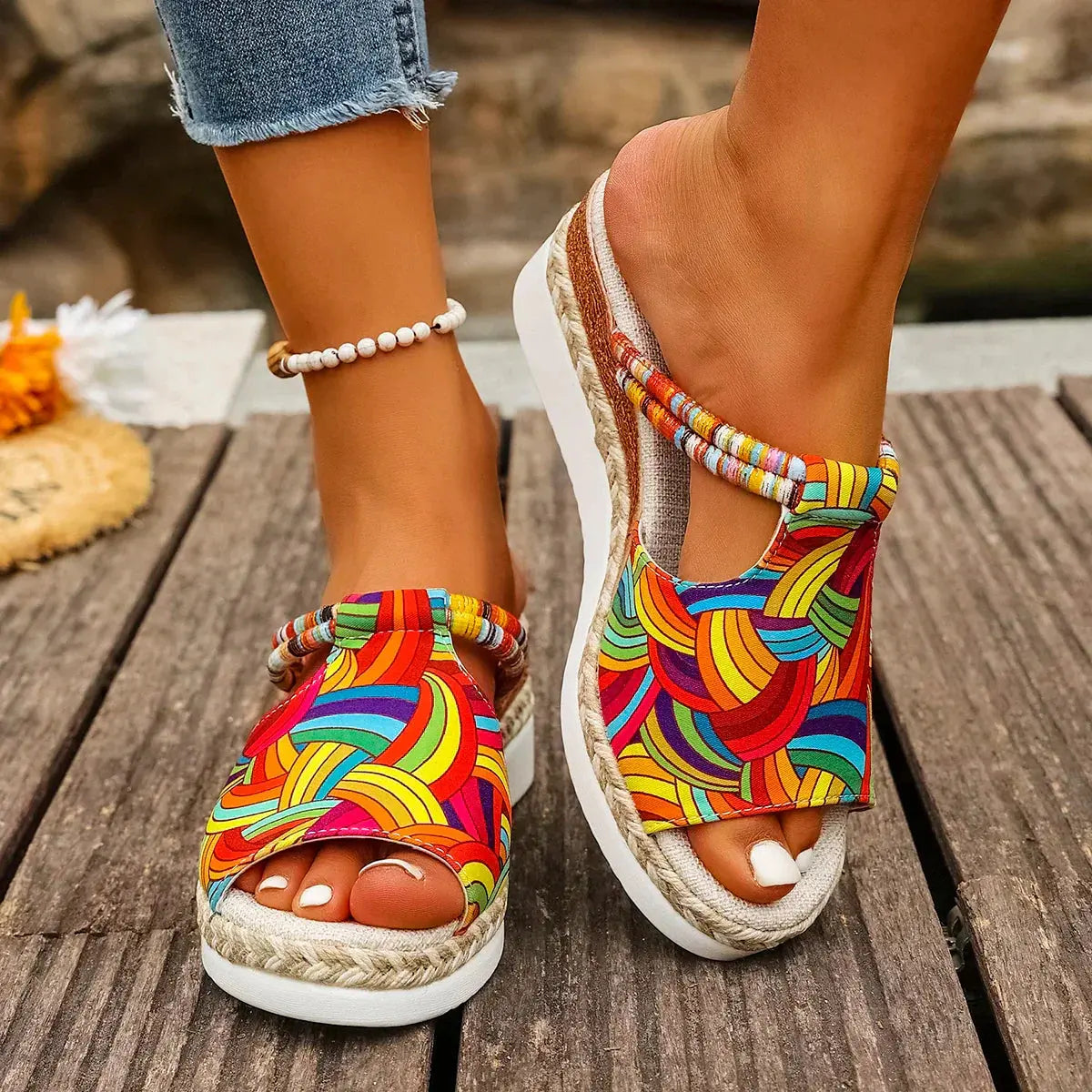 Colorful Platform Wedge Sandals for Women - TARHUS