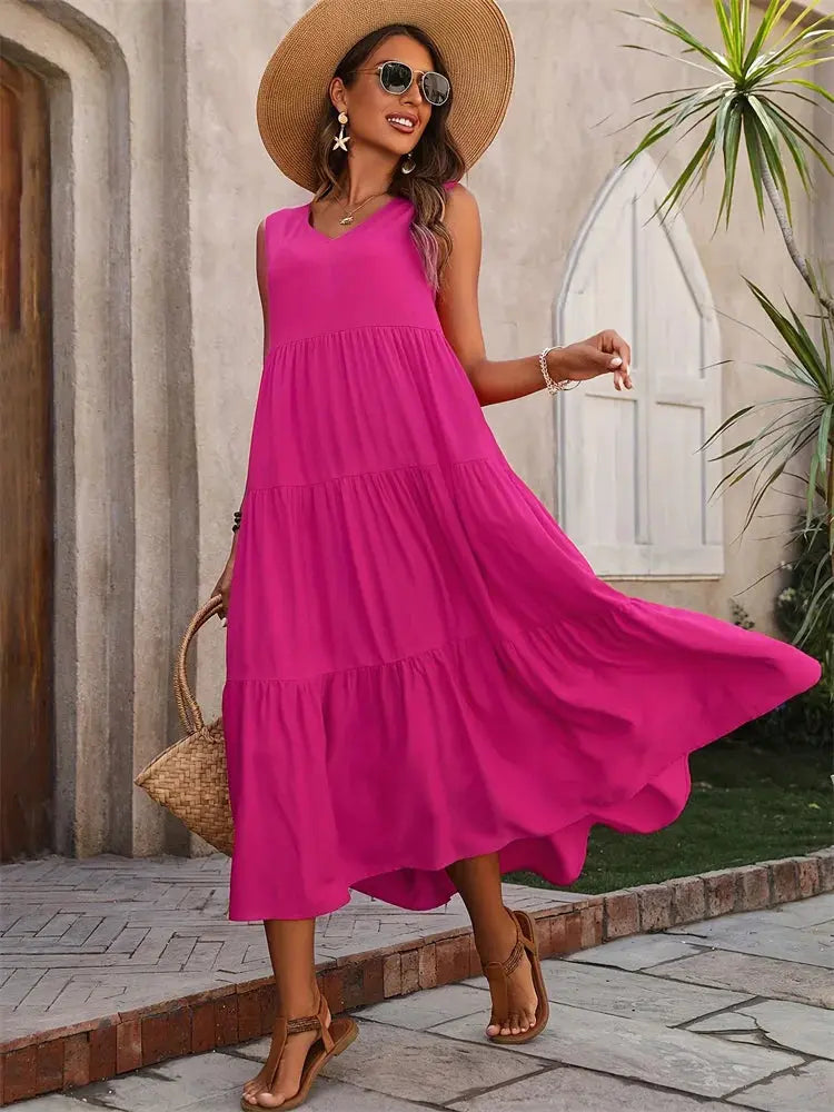 Florence | Women’s Sleeveless Tiered Maxi Summer Dress TARHUS