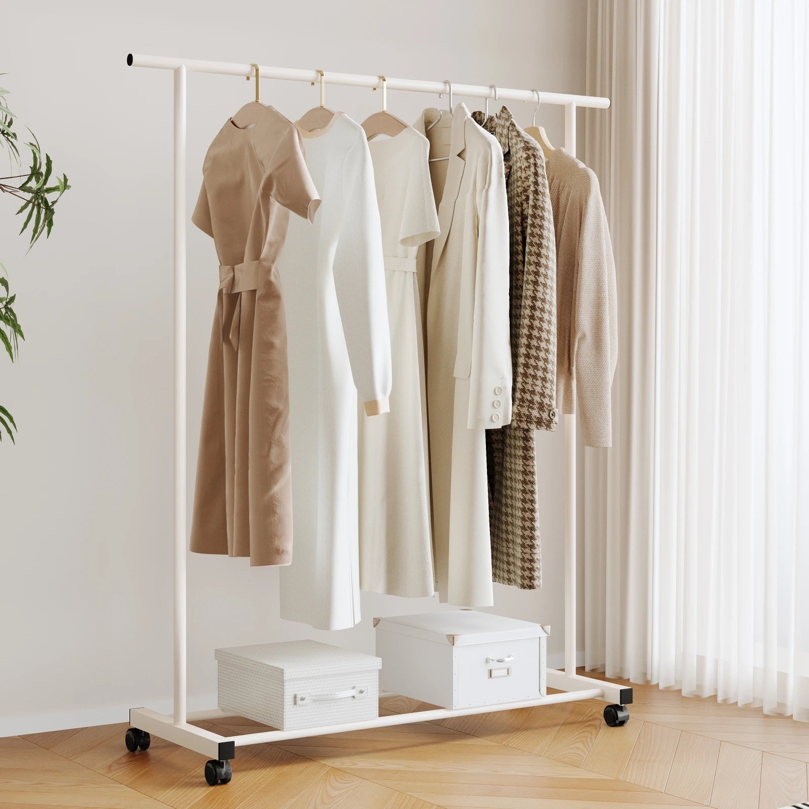 Heavy-Duty Double-Pole Clothes Rack | Floor-Standing Garment Organizer & Indoor Drying TARHUS Women Clothing