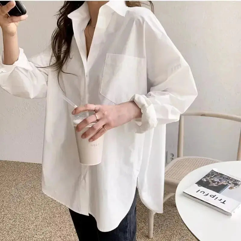 Selvyn | Women Oversized Button Down Long Sleeve Blouse TARHUS