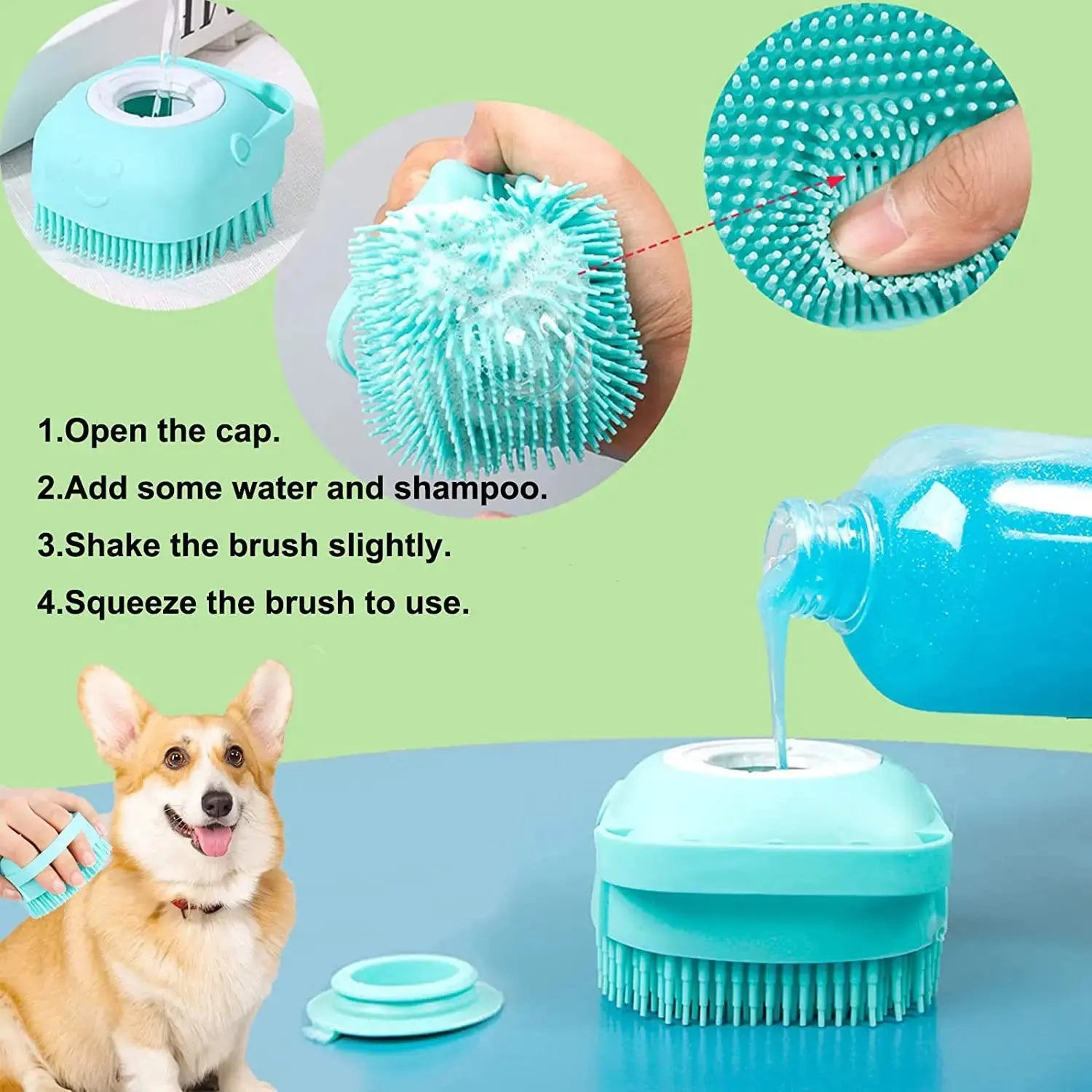 Dog Bath & Grooming Brush – 2-in-1 Shampoo & Massage Tool - TARHUS