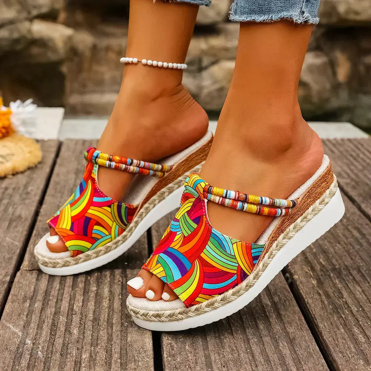 Colorful Platform Wedge Sandals for Women - TARHUS