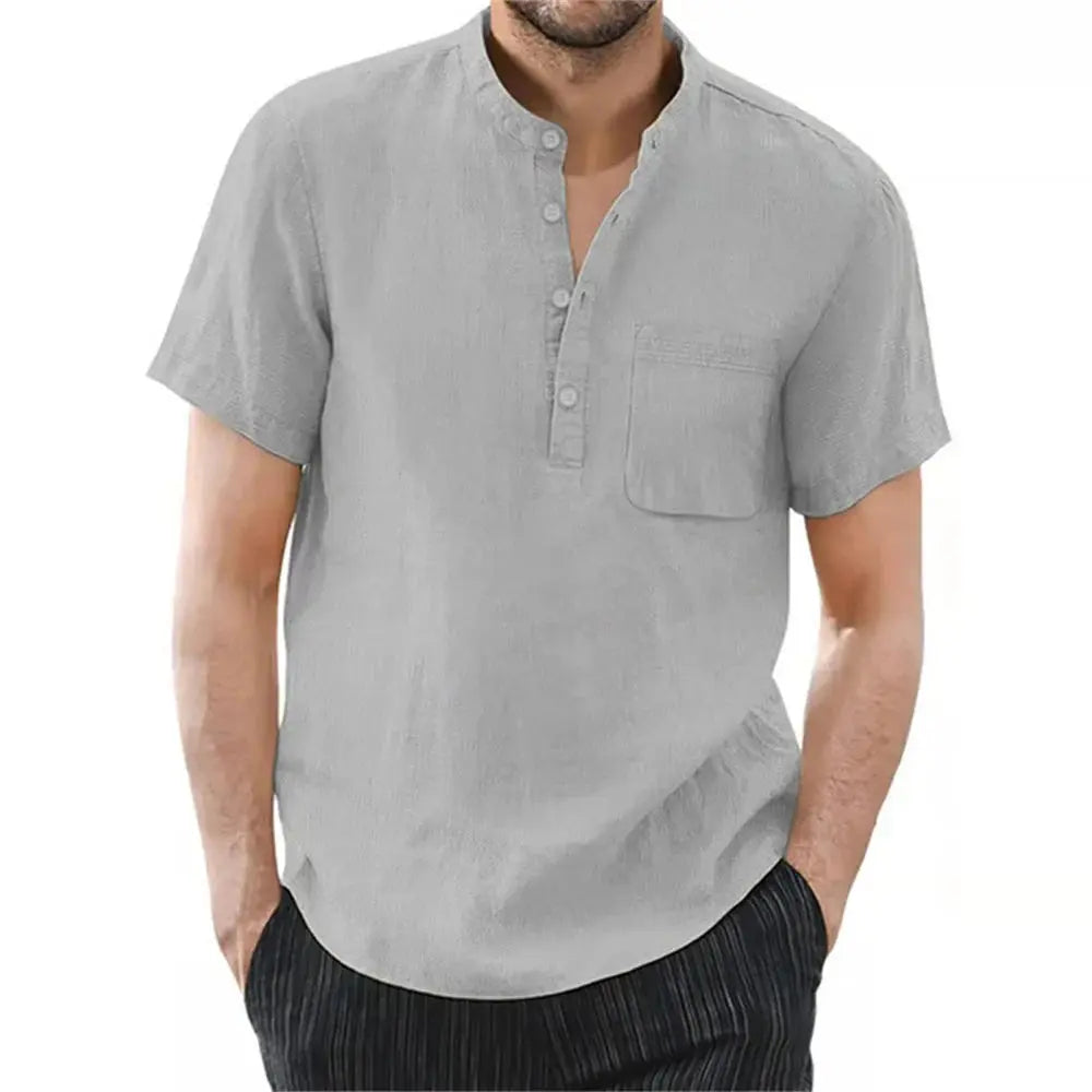 Archer | Men Linen Collar Short Sleeve Summer Shirt TARHUS Men Shirts