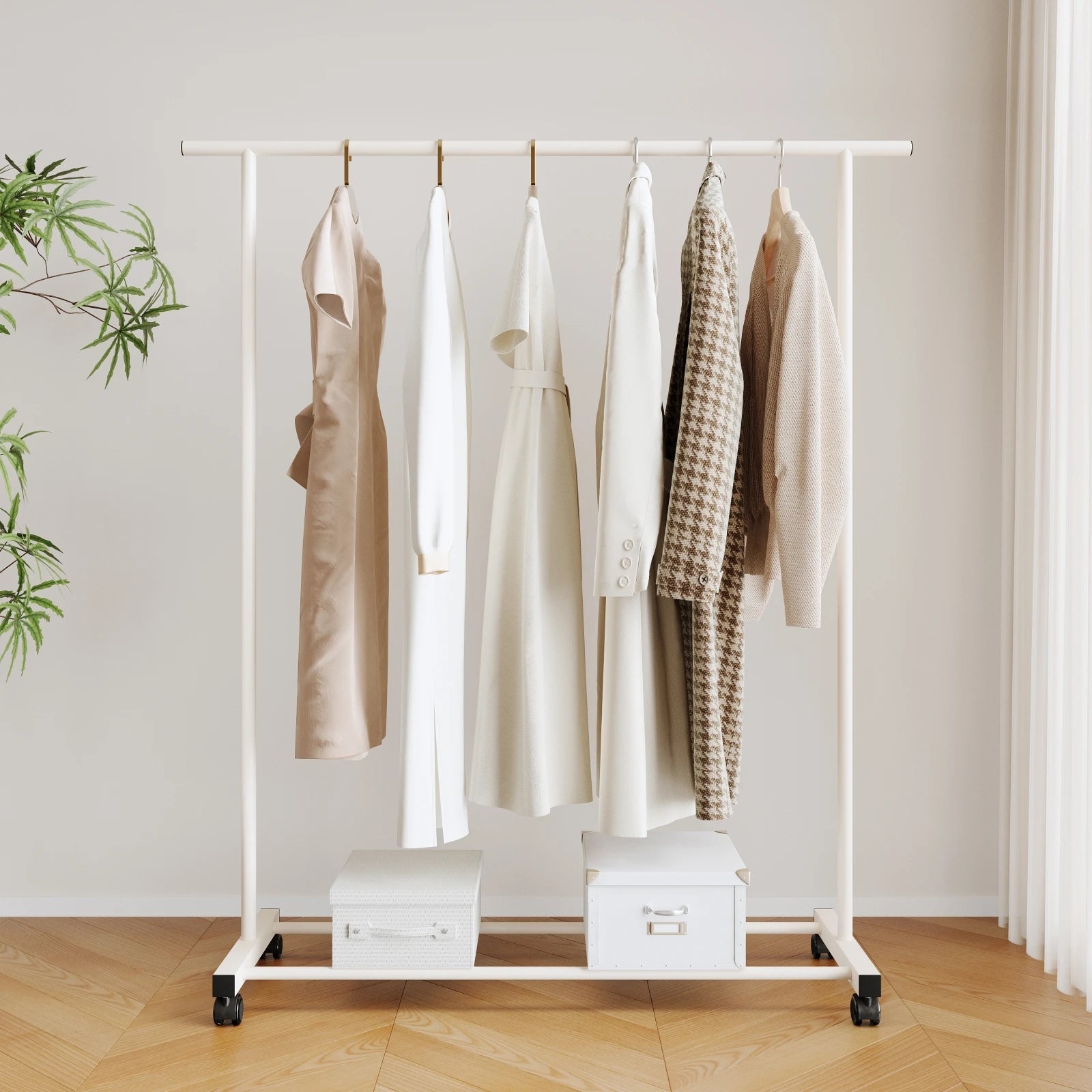 Heavy-Duty Double-Pole Clothes Rack | Floor-Standing Garment Organizer & Indoor Drying TARHUS Women Clothing
