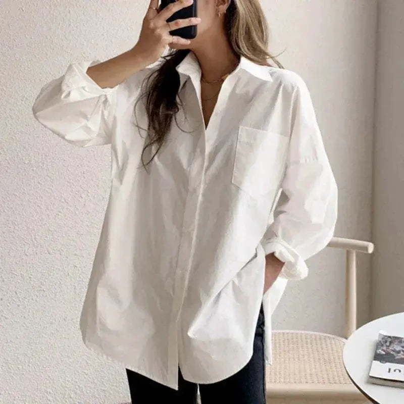 Selvyn | Women Oversized Button Down Long Sleeve Blouse TARHUS