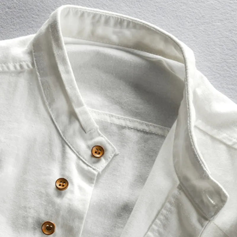 Men’s Katana Shirt | Japanese-Inspired Linen Blend – Modern Stand Collar TARHUS Men's Apparel