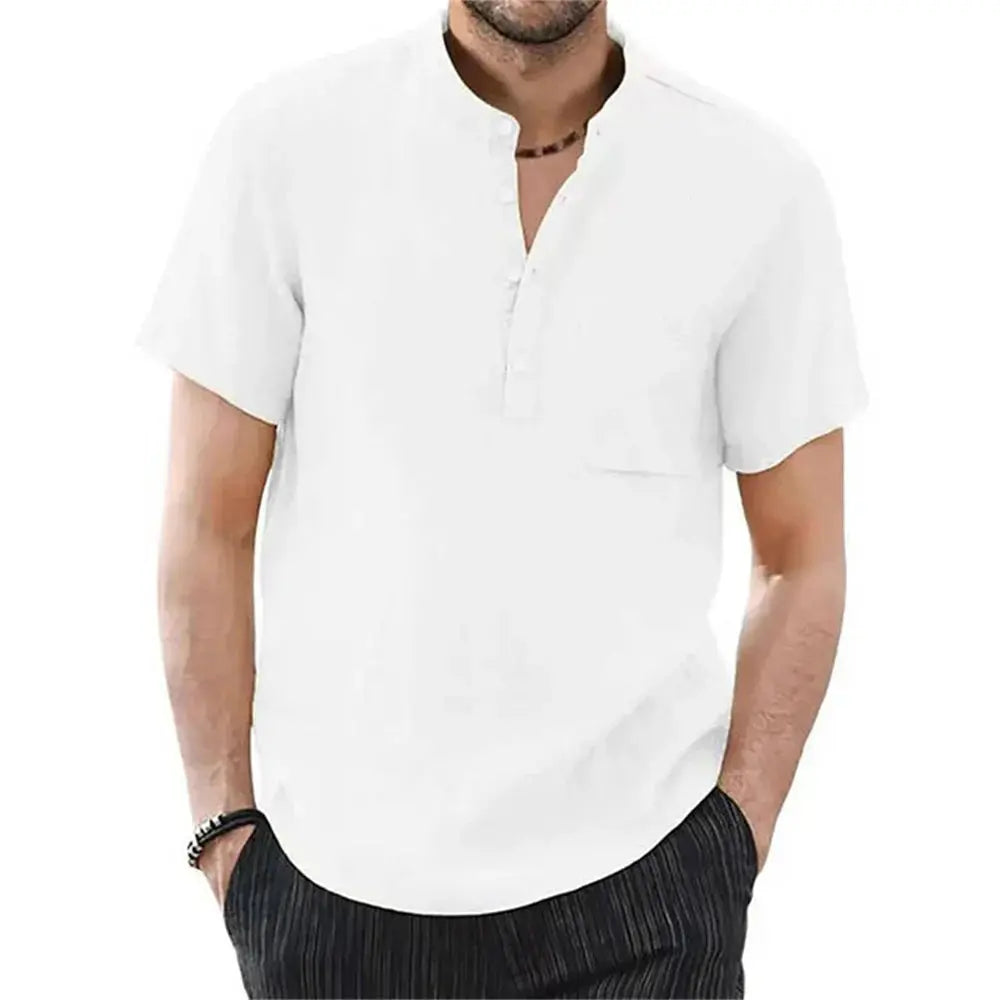Archer | Men Linen Collar Short Sleeve Summer Shirt TARHUS Men Shirts