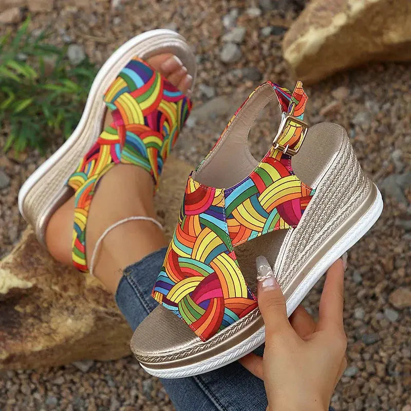 Colorful Platform Wedge Sandals for Women - TARHUS