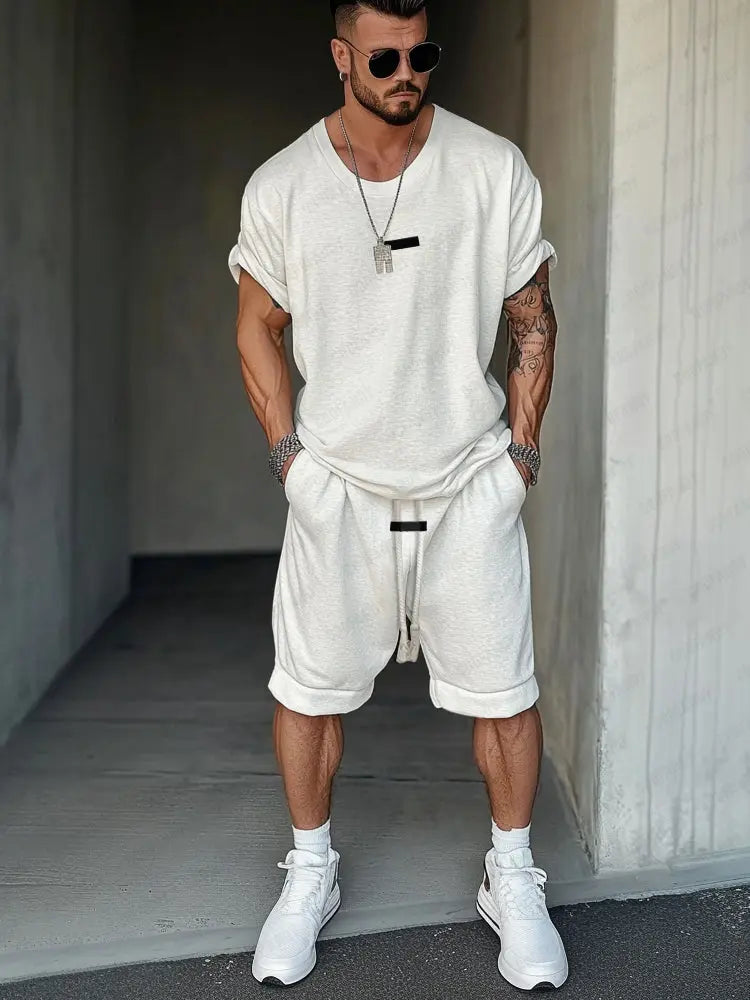 Men’s Athleisure 2-Piece Set – Relaxed Fit T-Shirt & Shorts Outfit - TARHUS