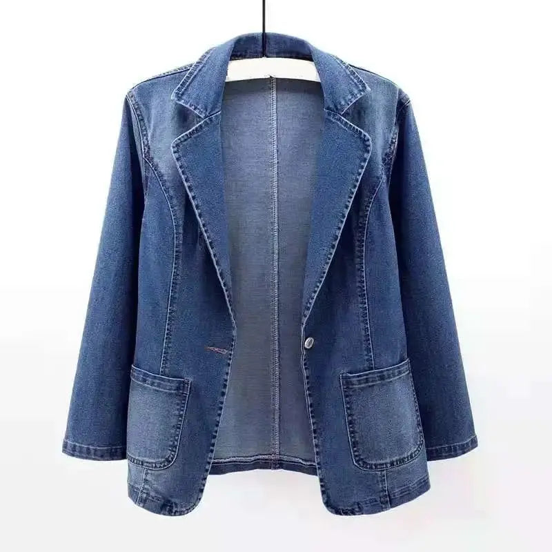 Alessia - Classic Waisted Denim Blazer nubuso New Arrivals