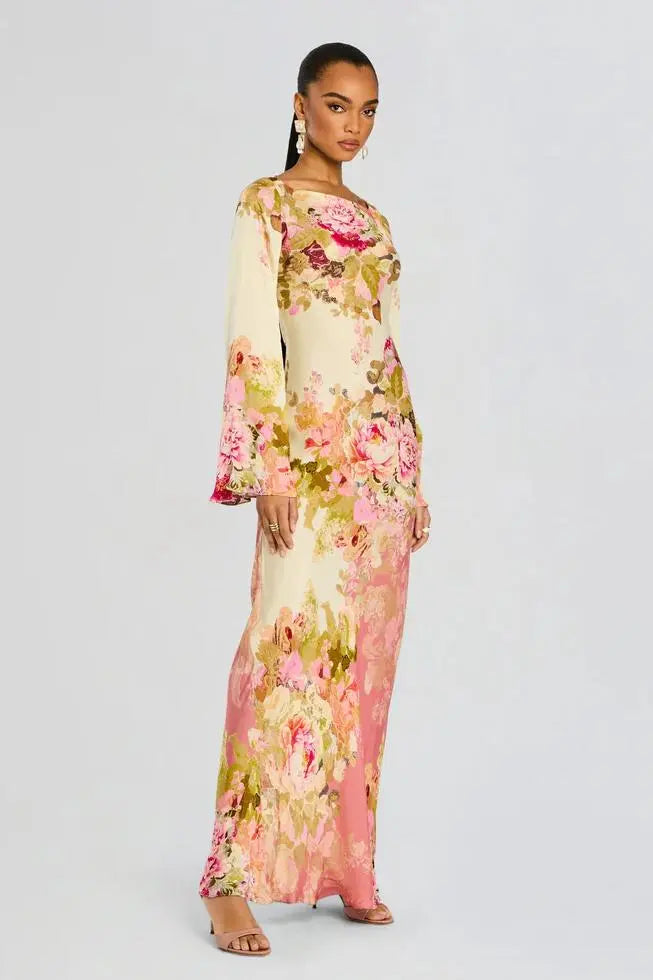 Garden Floral Party Maxi Dress - Summer Dress with Flowers - TARHUS