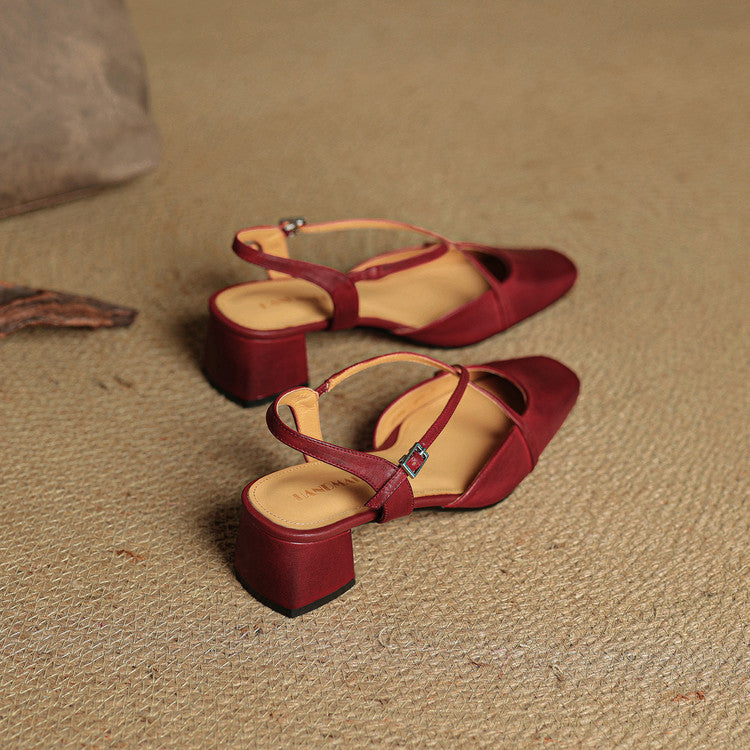 Cecelia | Heels – Leather Closed Toe Block Heel Shoes with Strap TARHUS Women's Shoes