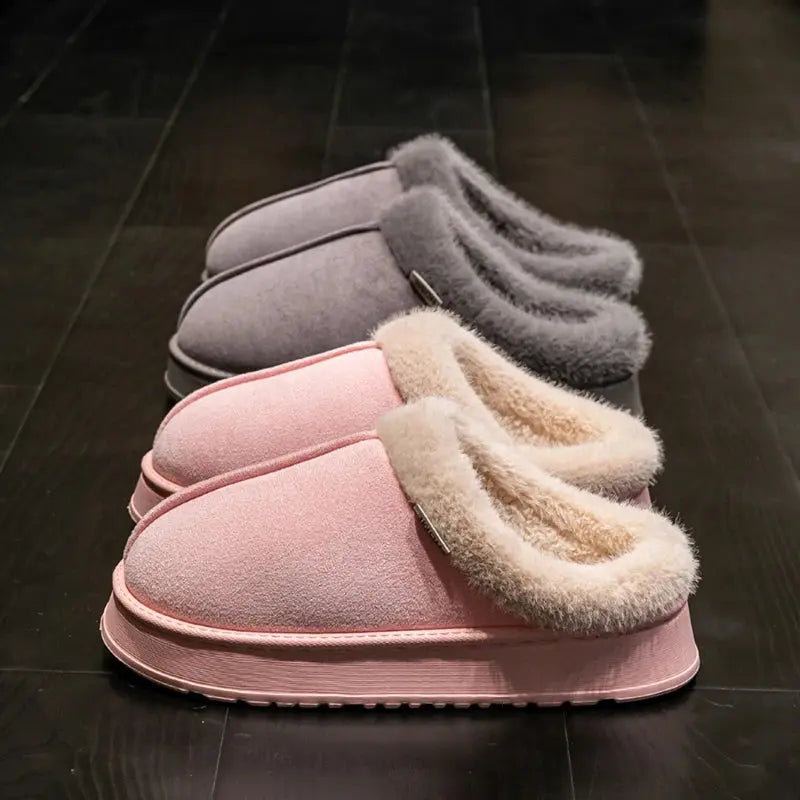 Fluffy Winter Slippers – Cozy Fur-Lined Indoor House Shoes with Anti-Slip Sole - TARHUS