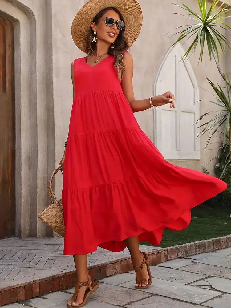 Florence | Women’s Sleeveless Tiered Maxi Summer Dress TARHUS