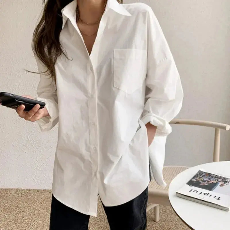 Selvyn | Women Oversized Button Down Long Sleeve Blouse TARHUS