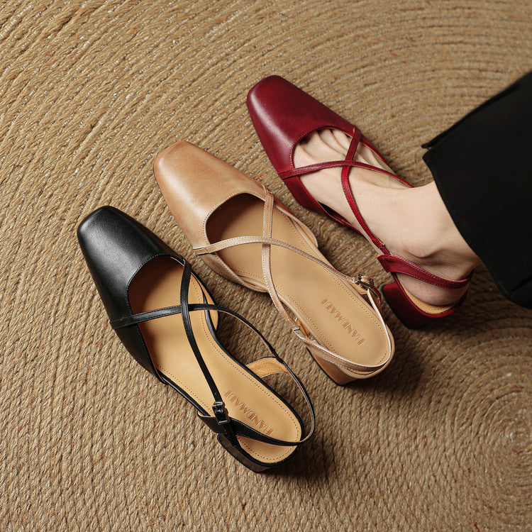 Cecelia | Heels – Leather Closed Toe Block Heel Shoes with Strap TARHUS Women's Shoes