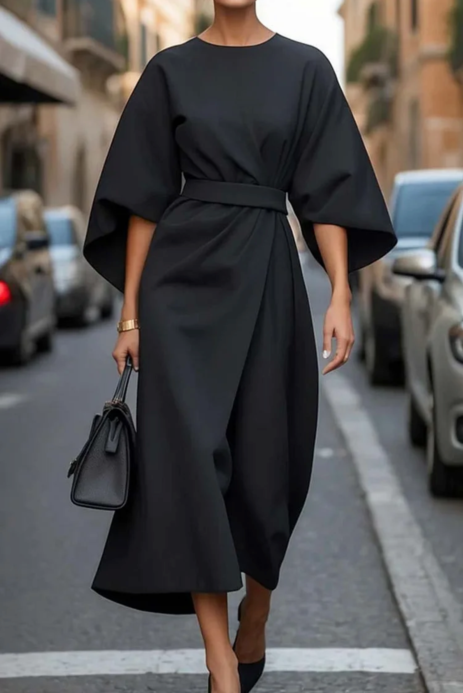 Elegant Belted Maxi Dress with Flowy Design TARHUS Maxi Dresses (Women)