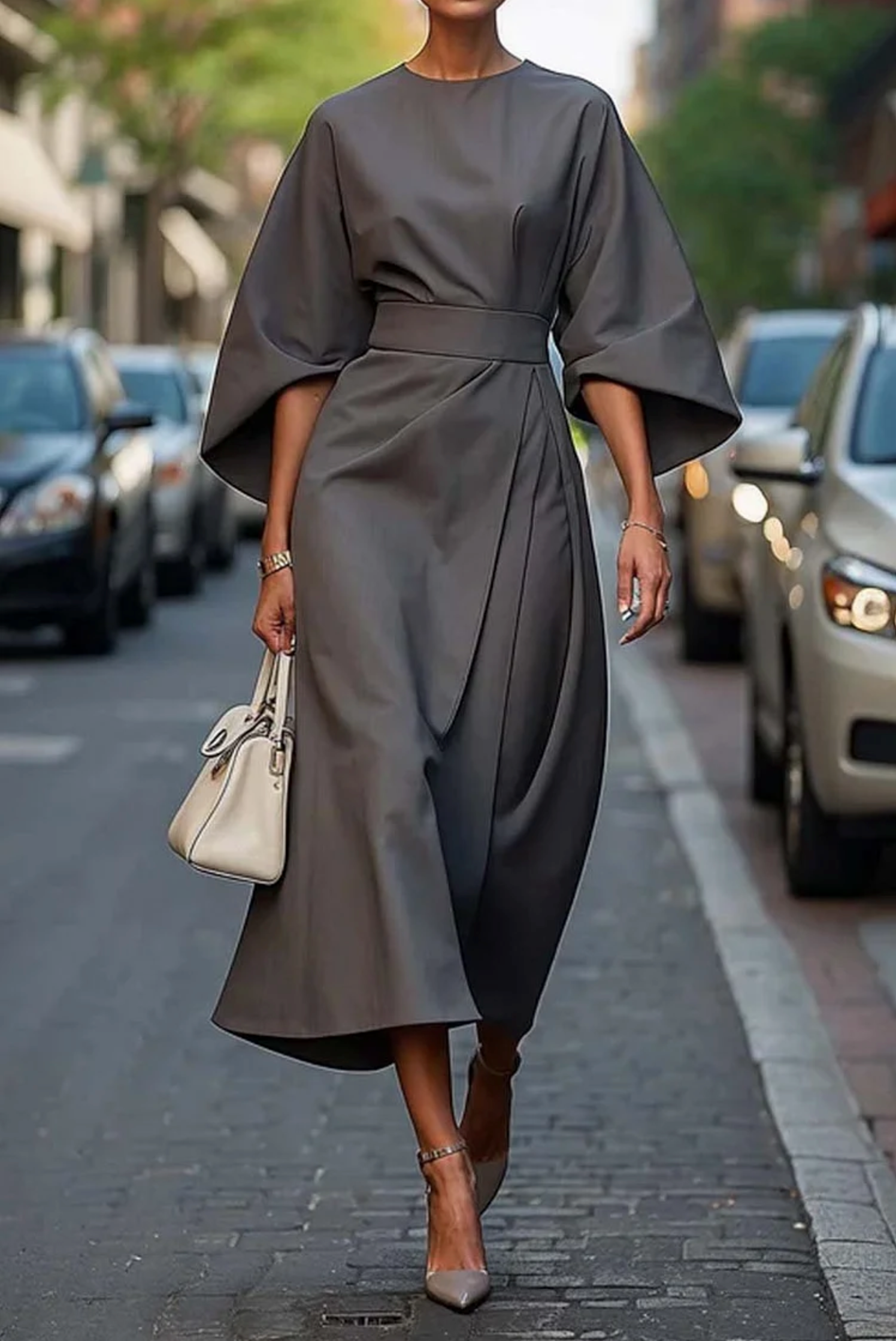 Elegant Belted Maxi Dress with Flowy Design TARHUS Maxi Dresses (Women)