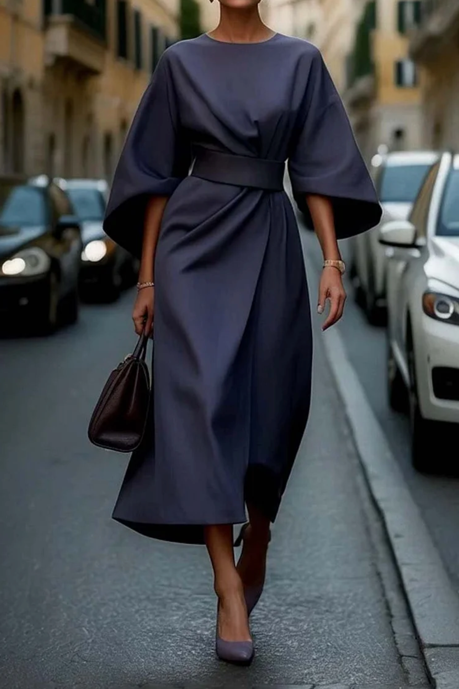Elegant Belted Maxi Dress with Flowy Design TARHUS Maxi Dresses (Women)