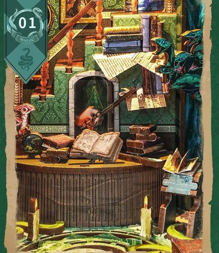 Snake House DIY Book Nook Kit - Slytherin Bookshelf Decor - TARHUS