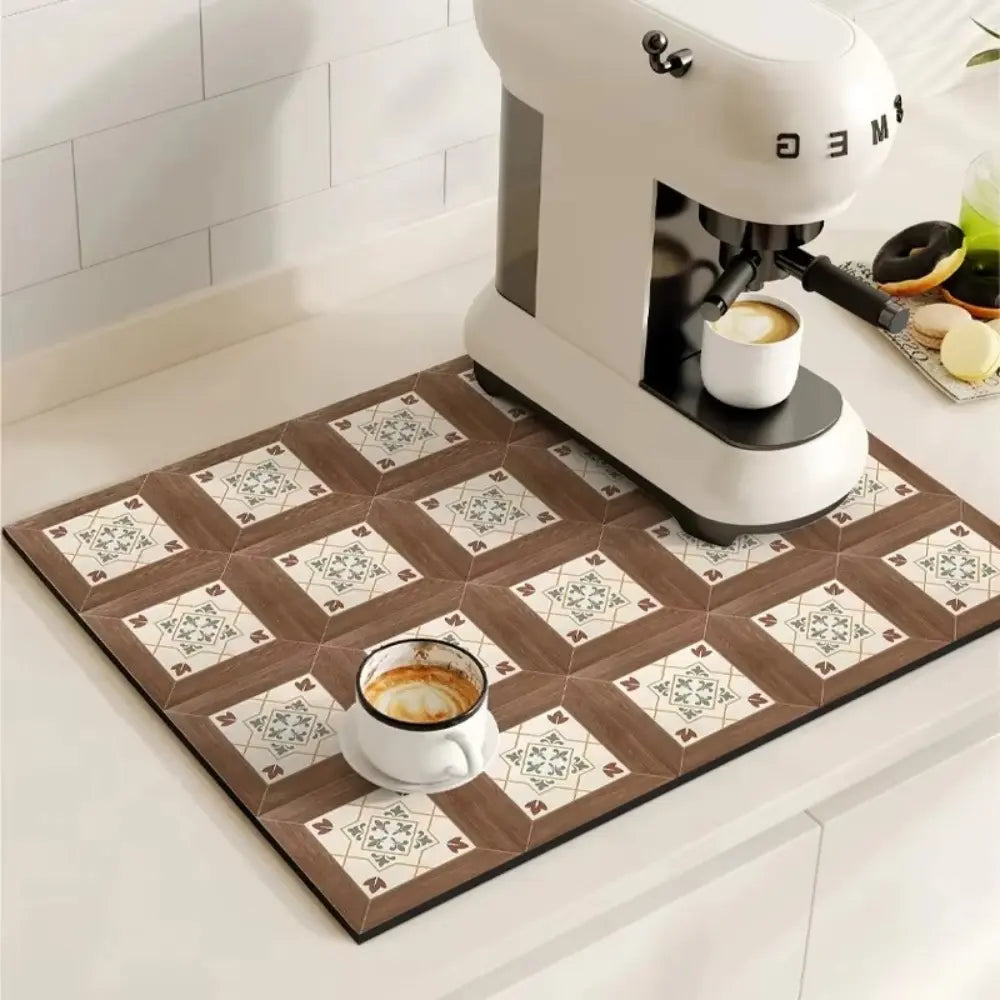 Tile Coffee Mat | Absorbent Countertop – Non-Slip Base TARHUS Coffee & Tea