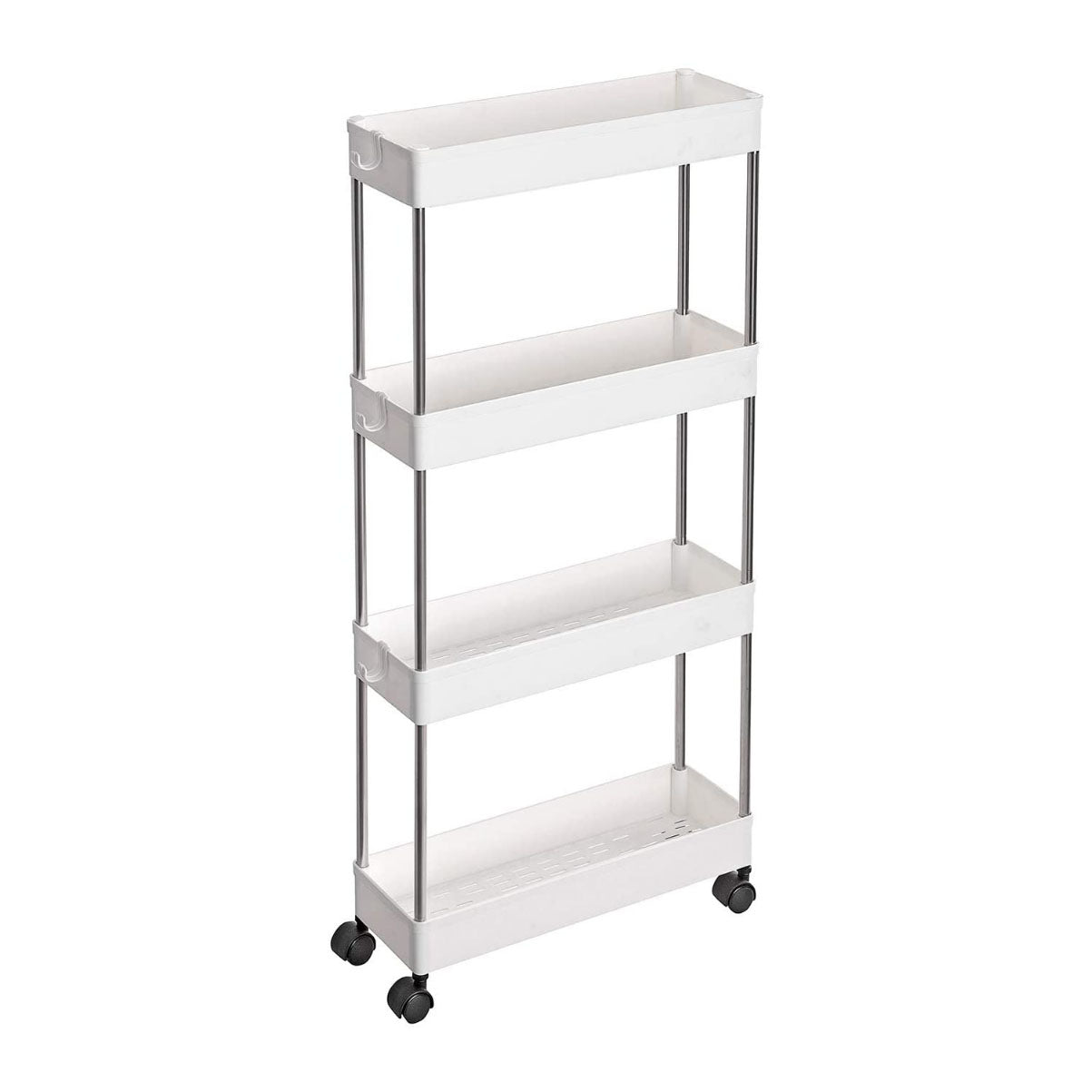 Space Saving 4-Tier Storage Trolley White - TARHUS