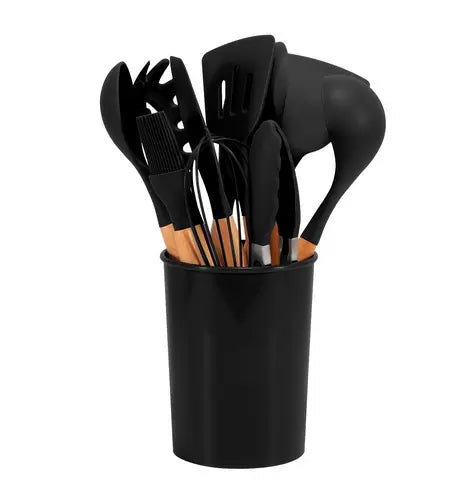 Silicone Cooking Utensils Set | 12-Piece Heat-Resistant – Bamboo Handles TARHUS Cooking Utensils