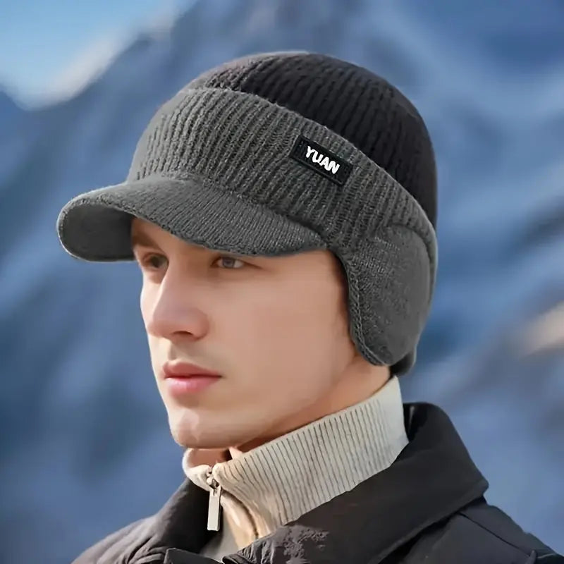 Men’s Winter Beanie with Ear Flaps – Warm Knit Outdoor Hat - TARHUS