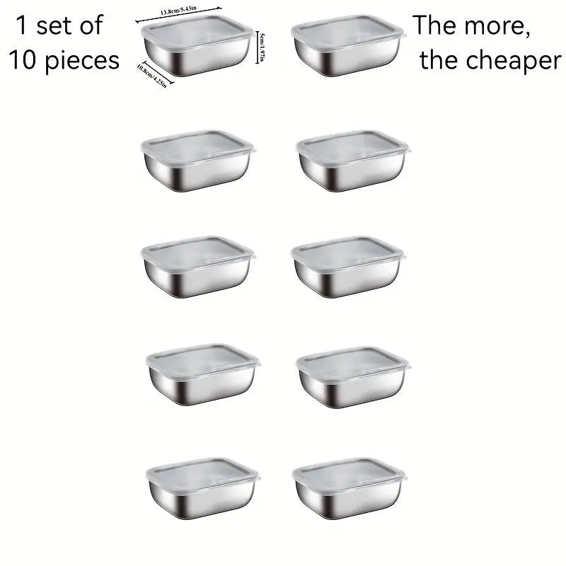 10-Piece Stainless Steel Food Storage Container Set - TARHUS