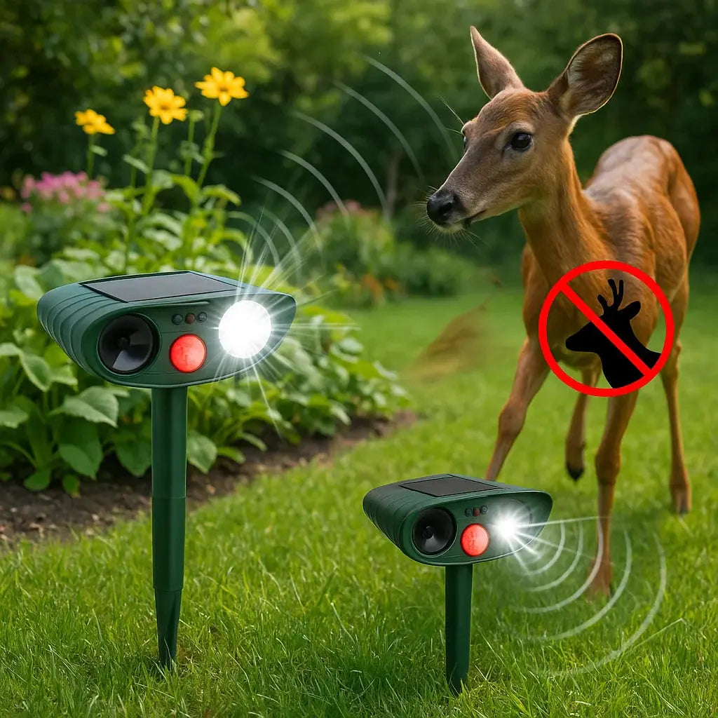 Solar-Powered Ultrasonic Deer Repeller - Effective Deer Deterrent for Gardens & Yards in 48 Hours - TARHUS