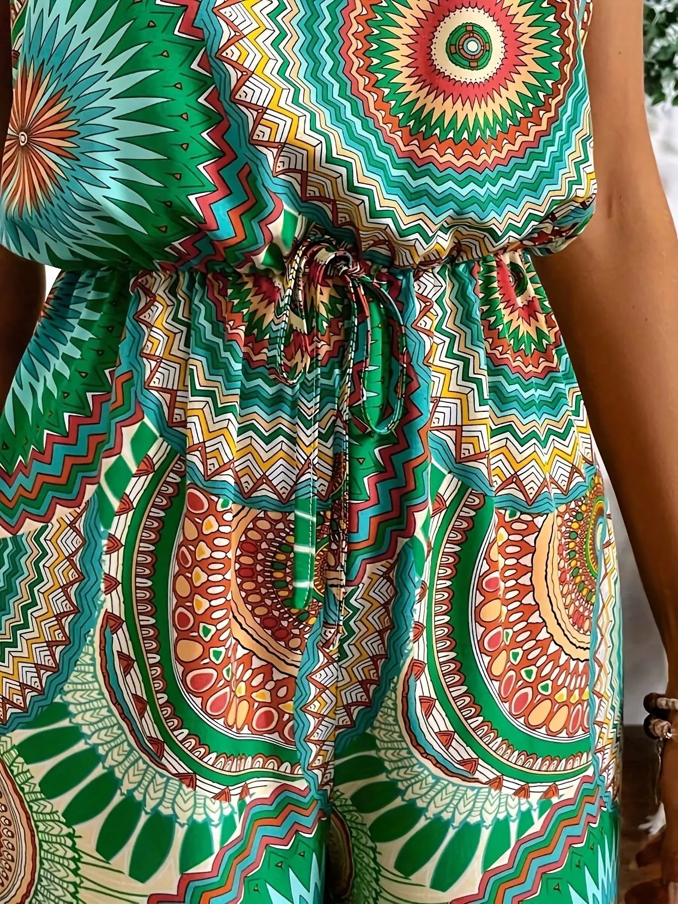 Boho Ethnic Print Jumpsuit for Women – Sleeveless, Wide-Leg, Casual Summer Outfit - TARHUS