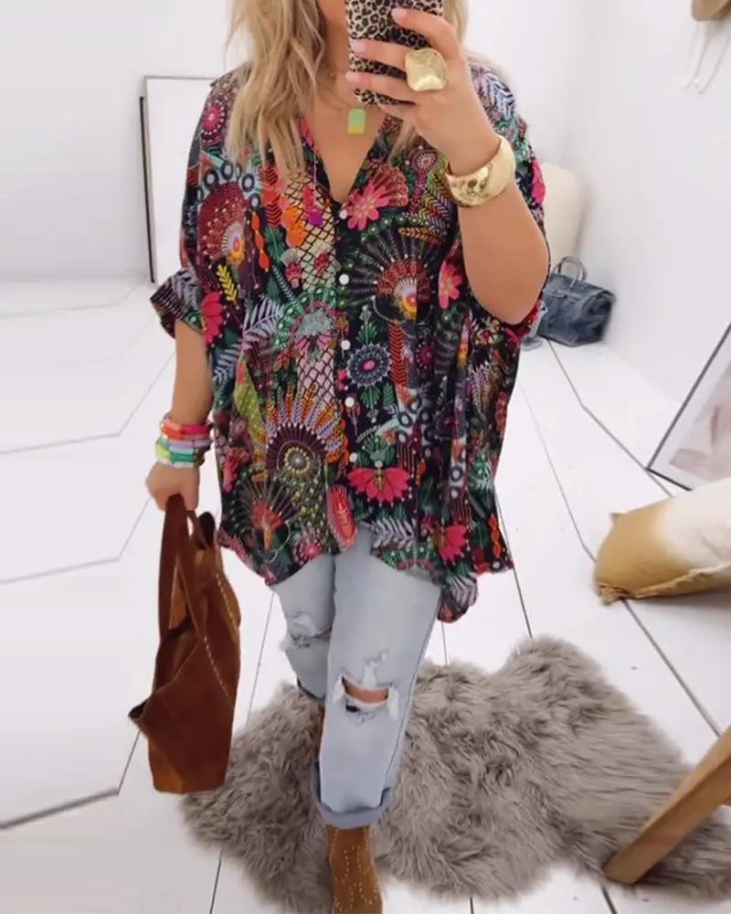 Loose Fit Printed Blouse – Casual Summer Shirt with Half Sleeves | Amara TARHUS Blouses & Shirts