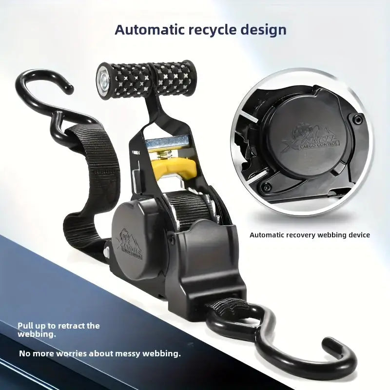 Heavy-Duty Retractable Cargo Strap – 3m+ Auto Take-Up Tie Down Strap for Towing, Camping & Car Racks | No Assembly, Fast Release - TARHUS