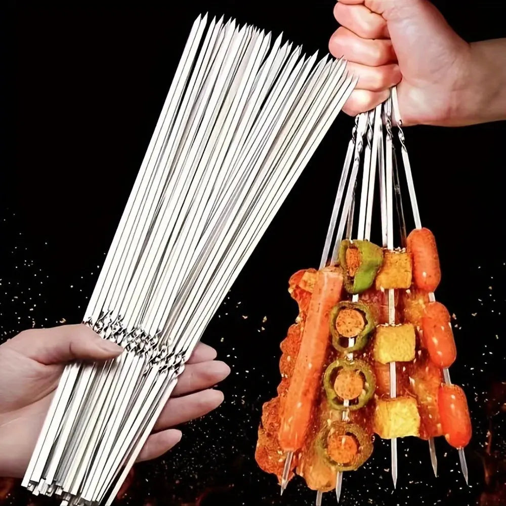 FlameCraft | Stainless Steel BBQ Skewers Set – Reusable with Storage Tube TARHUS Kitchen Accessories