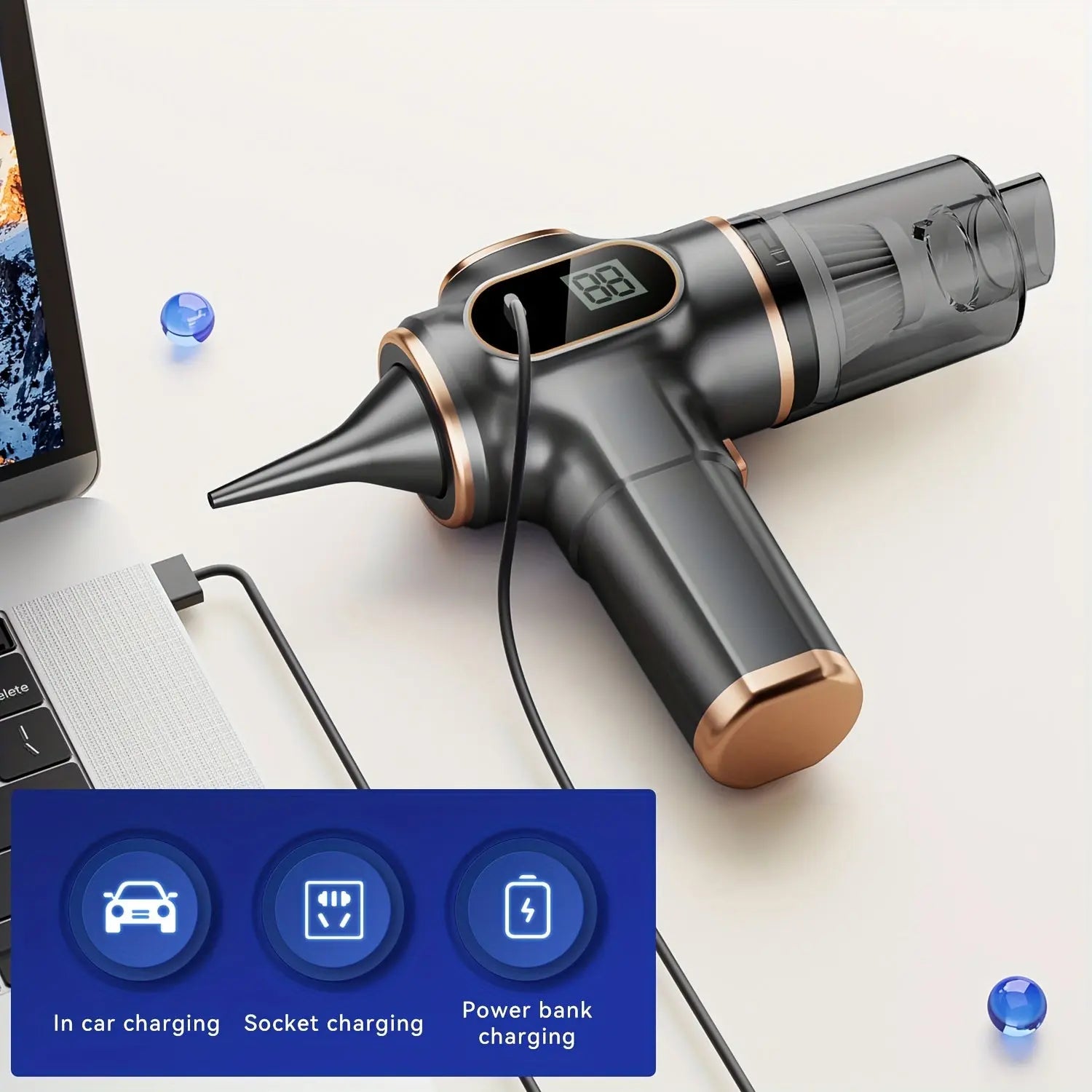 Cordless Handheld Vacuum – High Power, USB Rechargeable | Home & Car Use - TARHUS