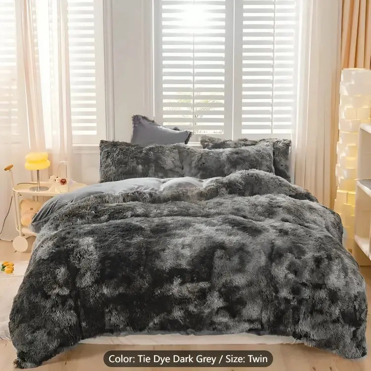 Calming Tie-Dye Plush Duvet Cover + 2 Pillow Cases - TARHUS